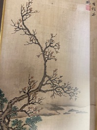 Ding Yunpeng (1547-c.1628), inkt en kleur op zijde: 'Geleerde met student-tuinier'